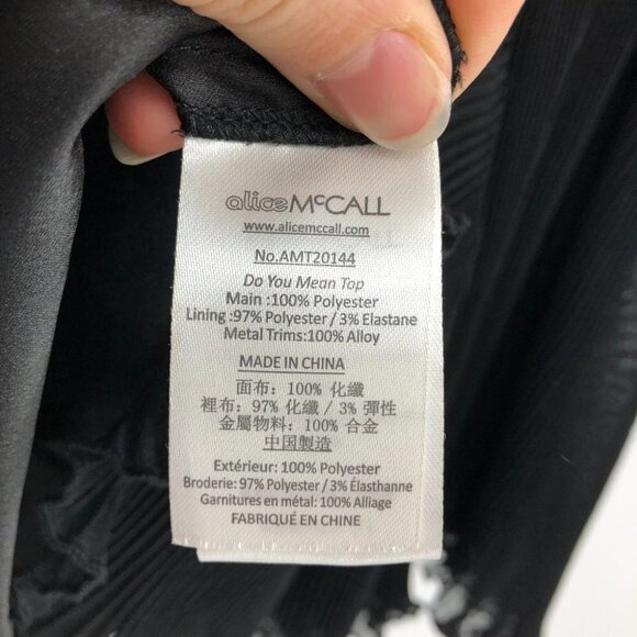 NWT Alice McCall black pleated chiffon ruffle “What  Do You Mean” top - Picture 13 of 16